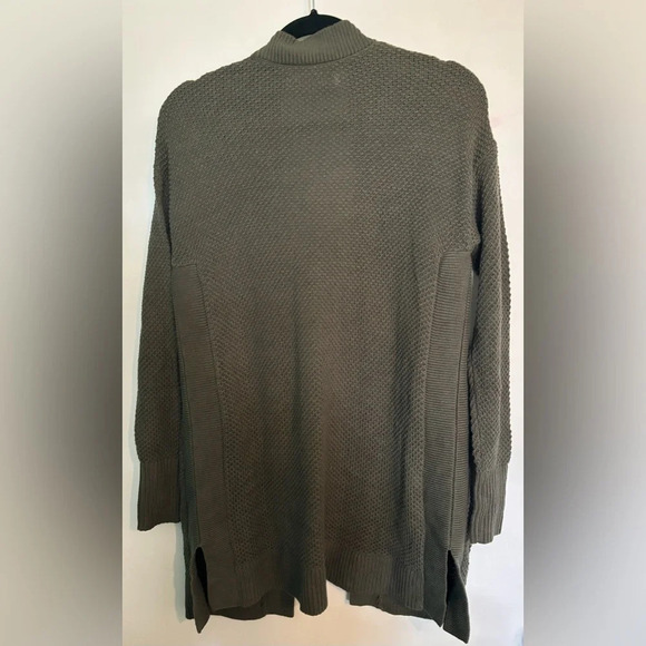 Loft Womens Army Green Open Front Cardigan Slide Slits Ribbed Detail Sz. XS - Picture 2 of 6